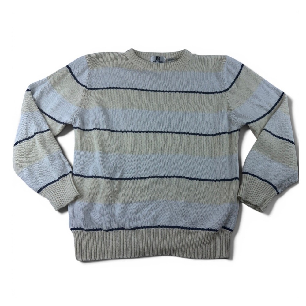 Gulf Traders Sweater Men S L Multi Color Pullover Cotton Striped Nautical Preppy
